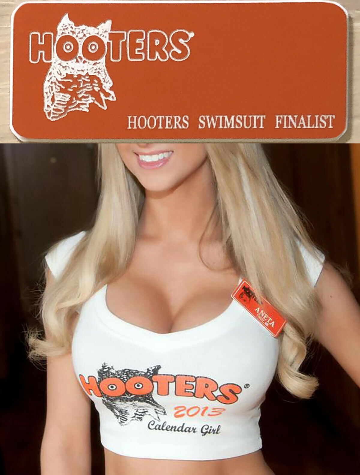 Hooters Girl Pin Engrave Personalize Customize Your Name Tag Swimsuit Finalist