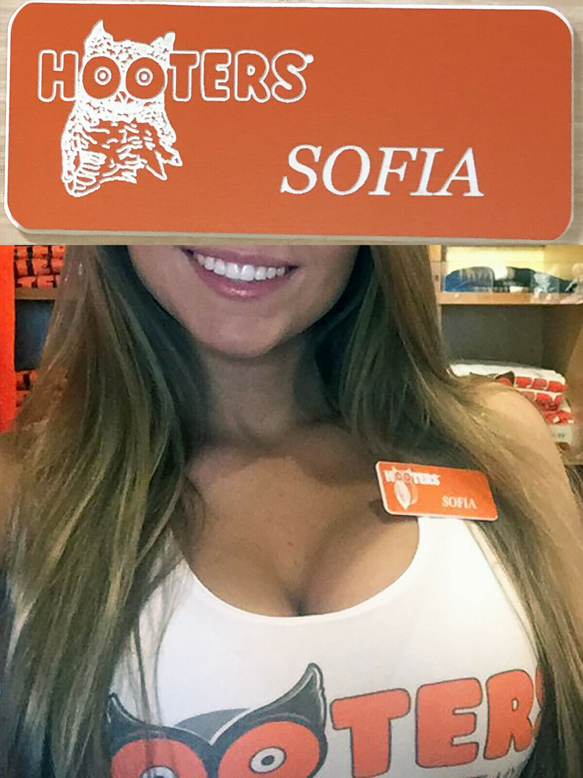 ~new~ Sofia Name Tag Hooters Uniform Halloween Costume Collectible Pin Badge