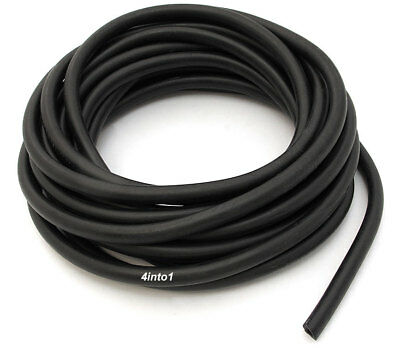 Universal Motorcycle Black Rubber Fuel / Oil / Gas Line - 1/4" (6mm) - 5' Feet
