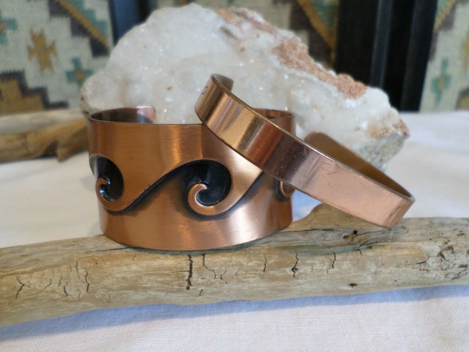 Lot 2 Vintage Southwest Copper Bracelets - Bell Trading