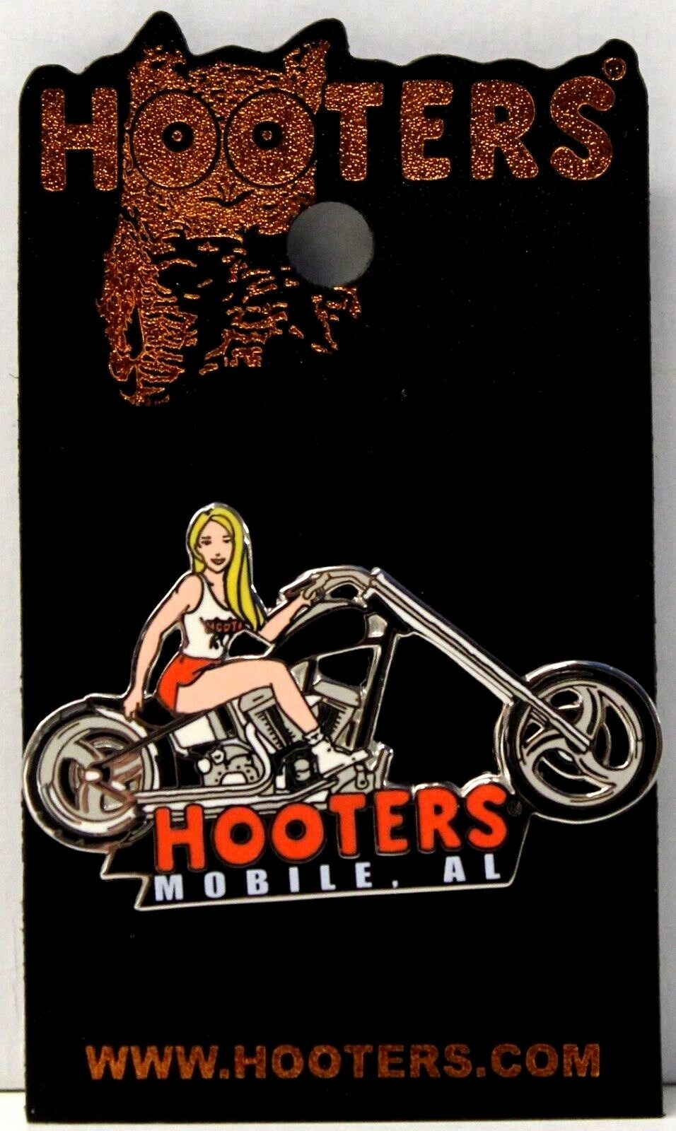 Mobile, Al  Hooters Blonde Girl On A Black Motorcycle Bike Pin Alabama