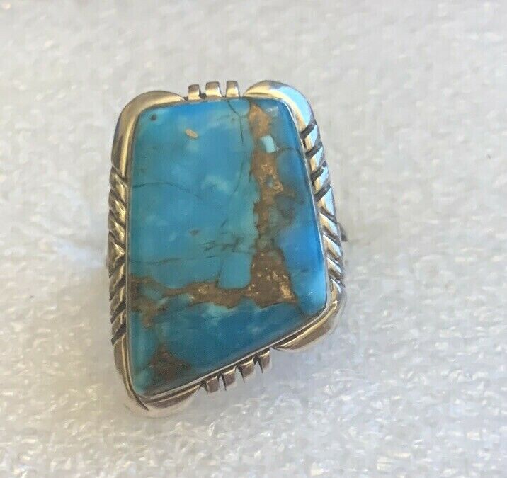 3 Ctw Natural Mojave Turquoise Ring Size 8 In Sterling Silver